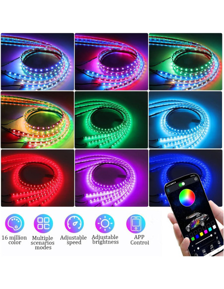 Luces LED Underglow Kairiyard RGB 4Pcs con Control APP Luces LED Underglow Kairiyard RGB 4Pcs con Control APP