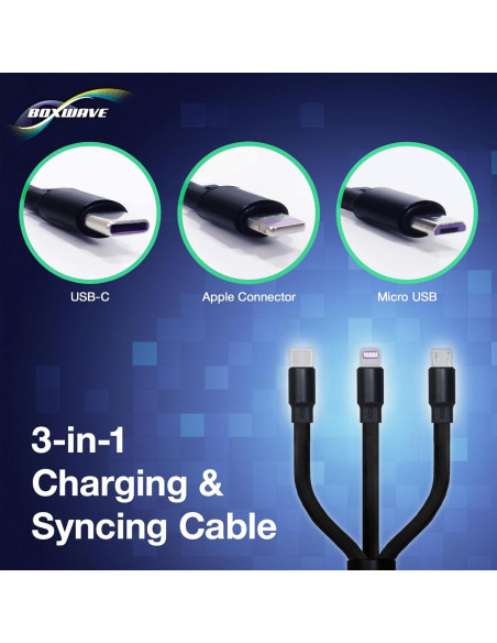 Cable Retráctil BoxWave USB-C y Micro USB 100W para iFLYTEK AINOTE Air 2 Cable Retráctil BoxWave USB-C y Micro USB 100W para iFLYTEK AINOTE Air 2