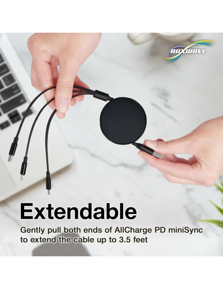 Cable Retráctil BoxWave AllCharge PD 100W para ORDRO M5 Cable Retráctil BoxWave AllCharge PD 100W para ORDRO M5