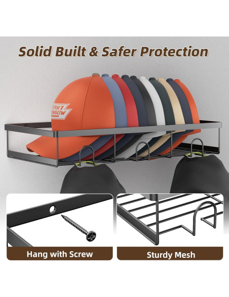 Perchero de Metal para Pared Fanado, Organizador de 50 Sombreros Perchero de Metal para Pared Fanado, Organizador de 50 Sombreros