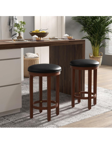 Conjunto de 4 Taburetes de Bar Giantex, Altura 63.5 cm, Negro y Nogal