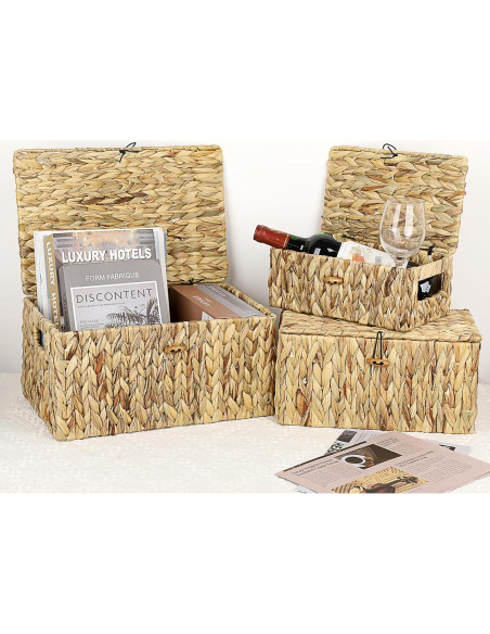 Cesta de Mimbre Hipiwe Mediana con Tapa - Almacenamiento Natural Cesta de Mimbre Hipiwe Mediana con Tapa - Almacenamiento Natural