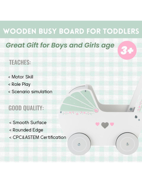 Andador de Madera para Bebés 1 Año - Carrito de Compras Blanco Andador de Madera para Bebés 1 Año - Carrito de Compras Blanco