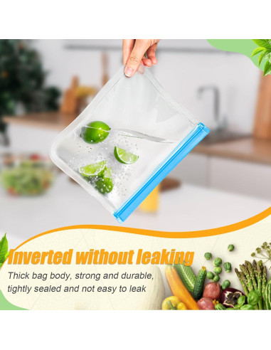 Paquete de 10 Bolsas Reutilizables de Silicona Swihorab 200ml