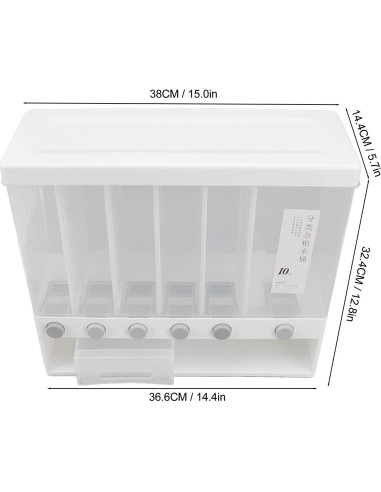 Dispensador de Alimentos Natudeco 10L 6 Compartimentos Transparente