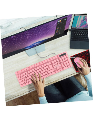 Conjunto Teclado RGB, Ratón y Auriculares Homoyoyo Rosa