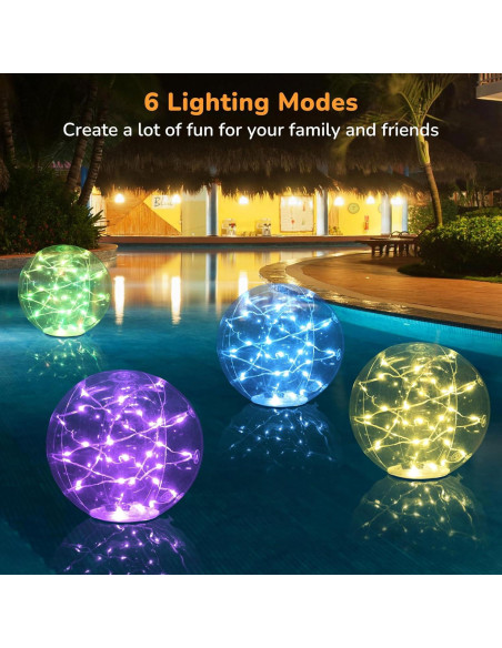 Luces Flotantes para Piscina Bawoo, 2PCS Solar IP68 35.56cm Luces Flotantes para Piscina Bawoo, 2PCS Solar IP68 35.56cm