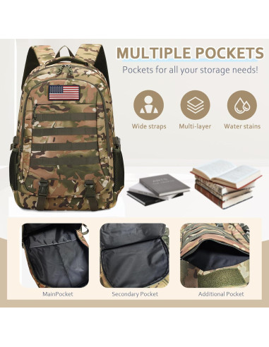 Set de Mochila Camo para Niños con Estuche y Almuerzo