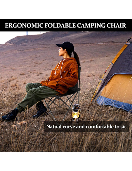 Silla de Camping Plegable Simple Deluxe, Ultraligera Negra Silla de Camping Plegable Simple Deluxe, Ultraligera Negra
