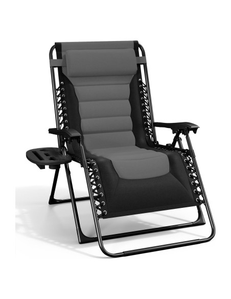 Silla de gravedad cero acolchada Nestl - Negro/Gris, reclinable Silla de gravedad cero acolchada Nestl - Negro/Gris, reclinable