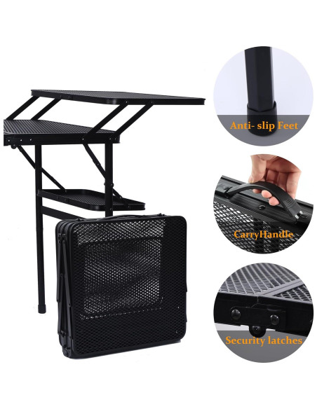 Mesa de Camping Plegable Nice C con 4 Mesas Laterales y Silla XL Mesa de Camping Plegable Nice C con 4 Mesas Laterales y Silla XL