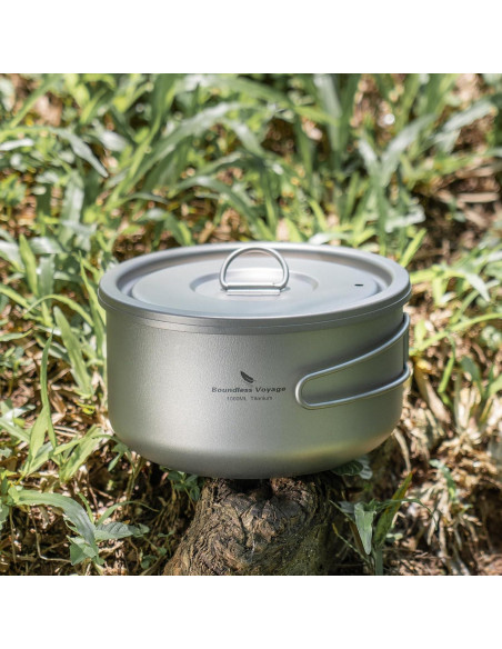 Olla de Titanio 1L Boundless Voyage para Camping y Cocina Olla de Titanio 1L Boundless Voyage para Camping y Cocina