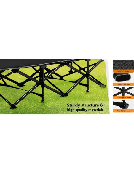 Cama Plegable para Camping VINGLI con Colchón Desmontable 1200D Cama Plegable para Camping VINGLI con Colchón Desmontable 1200D