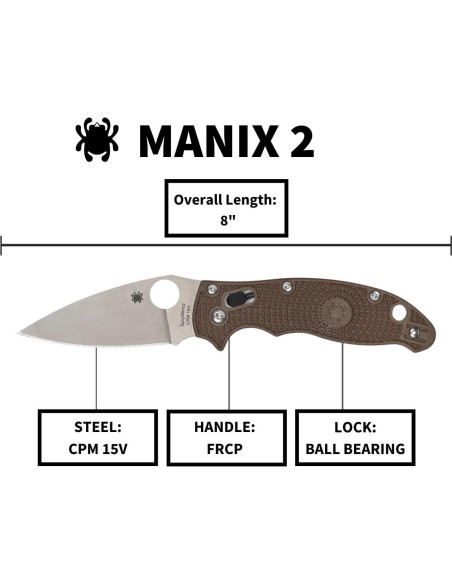 Cuchillo Plegable Spyderco Manix 2 Lightweight 20.3 cm Acero CPM 15V Cuchillo Plegable Spyderco Manix 2 Lightweight 20.3 cm Acero CPM 15V