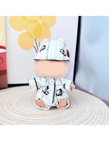 Conjunto de Ropa Miniatura para Muñeca Labubu - Pijama Panda Conjunto de Ropa Miniatura para Muñeca Labubu - Pijama Panda