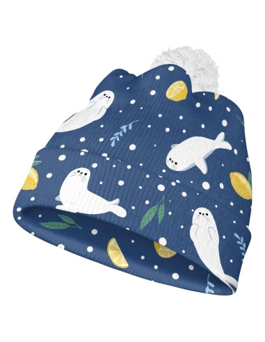 Gorro de invierno para niños con pompón - Unisex - Talla única