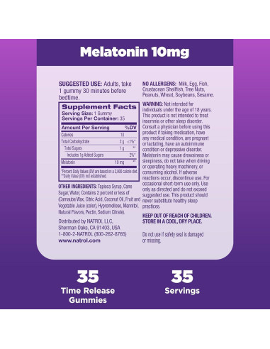 Gominolas de Melatonina Natrol 10 mg Sabor Fresa 35 Unidades