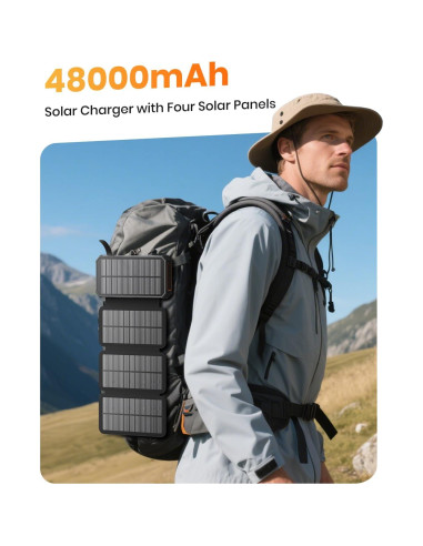 Cargador Solar Power Bank SOARAISE 48000mAh Inalámbrico 4 Paneles