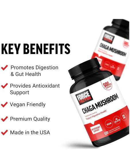 Cápsulas de Chaga Force Factor 120 Veganas 100% Naturales Cápsulas de Chaga Force Factor 120 Veganas 100% Naturales