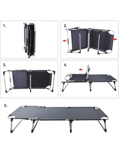 Silla Lounge Plegable REDCAMP con Almohada y 4 Posiciones