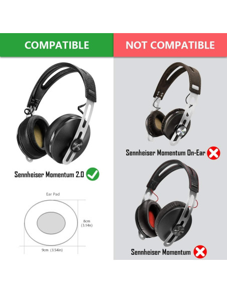 Almohadillas de Reemplazo Geekria para Sennheiser Momentum 2.0 Almohadillas de Reemplazo Geekria para Sennheiser Momentum 2.0