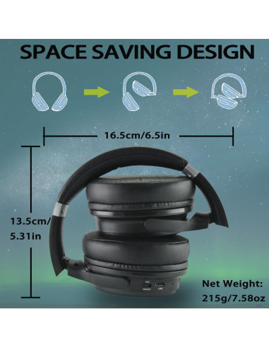 Auriculares Bluetooth EXMAX H5 ANC Hi-Fi Inalámbricos 241g