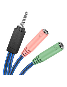 Adaptador de Auriculares ENVEL 3.5mm TRRS a 2 Hembra Micrófono