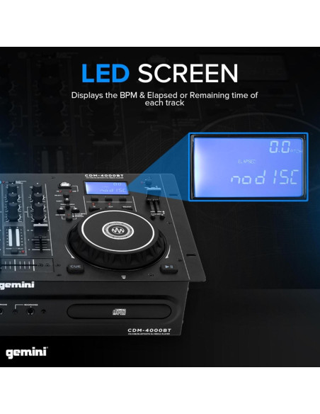 Reproductor DJ Gemini CDM-4000BT con Bluetooth y Mezclador Reproductor DJ Gemini CDM-4000BT con Bluetooth y Mezclador