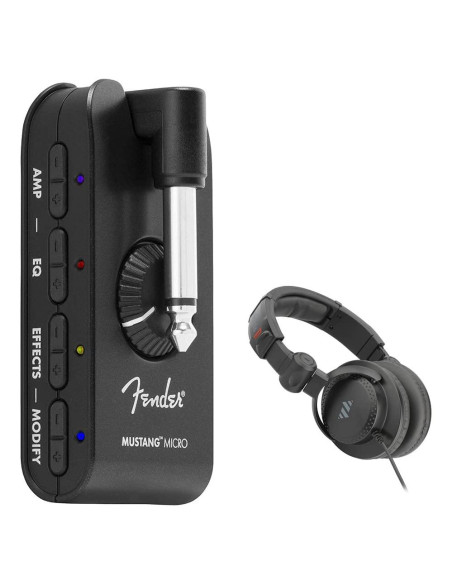 Amplificador de Auriculares Fender Mustang Micro + Auriculares Polsen HPC-A30-MK2 Amplificador de Auriculares Fender Mustang Micro + Auriculares Polsen HPC-A30-MK2