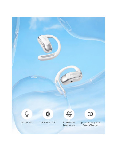 Auriculares Inalámbricos SHOKZ OpenFit Air - Sonido Premium, Resistente al Agua, Blanco