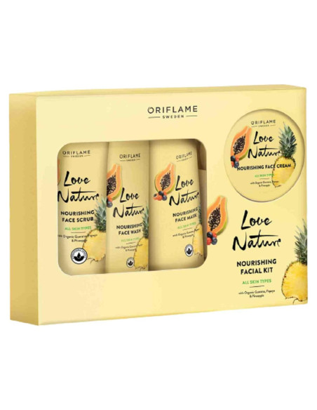 Kit Facial Love Nature Oriflame 4 Pzs - Exfoliante, Limpiador, Mascarilla y Crema Kit Facial Love Nature Oriflame 4 Pzs - Exfoliante, Limpiador, Mascarilla y Crema