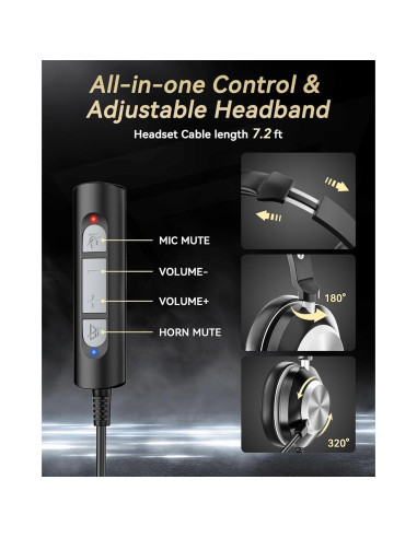 Auriculares USB Voistek 880FA con micrófono y cancelación de ruido