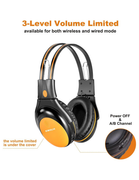 Auriculares Inalámbricos SIMOLIO para Niños en Auto - 4 Unidades, Volumen Limitado Auriculares Inalámbricos SIMOLIO para Niños en Auto - 4 Unidades, Volumen Limitado