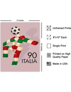 Póster Vintage Copa Mundial 1990 Italia - 20x25 cm - Sin Marco 2