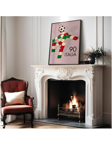 Póster Vintage Copa Mundial 1990 Italia - 20x25 cm - Sin Marco