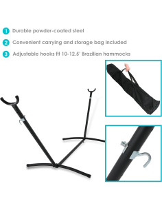 Soporte de Hamaca Portátil Sunnydaze de Acero Negro 181 kg 2