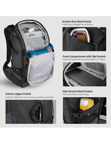 Mochila de Hidratación Unigear 30L Resistente al Agua para Esquí
