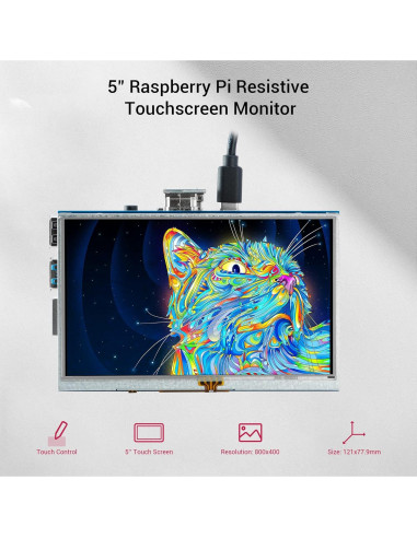 Pantalla Táctil 5" ELECROW HD 800x480 para Raspberry Pi