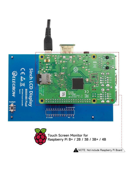 Pantalla Táctil 5" ELECROW HD 800x480 para Raspberry Pi Pantalla Táctil 5" ELECROW HD 800x480 para Raspberry Pi