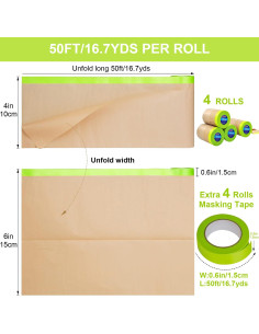 Papel de Enmascarar Pre-Adhesivo Fuzhou 15cm x 15m - 4 Rollos 2