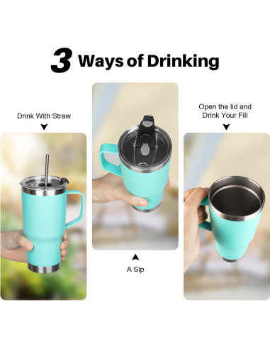 Taza de viaje aislada GUDEMAO 20 oz acero inoxidable verde