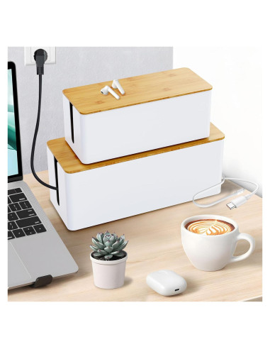 Caja Organizadora de Cables MAXTBEE Paquete de 2 Blanca