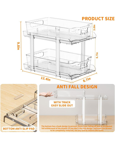Organizador Bajo Fregadero Yieach 2 Niveles 24.9 cm Claro Organizador Bajo Fregadero Yieach 2 Niveles 24.9 cm Claro