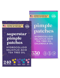 Parches para Acné LivaClean 570 Unidades Hidrocoloides y Estrella