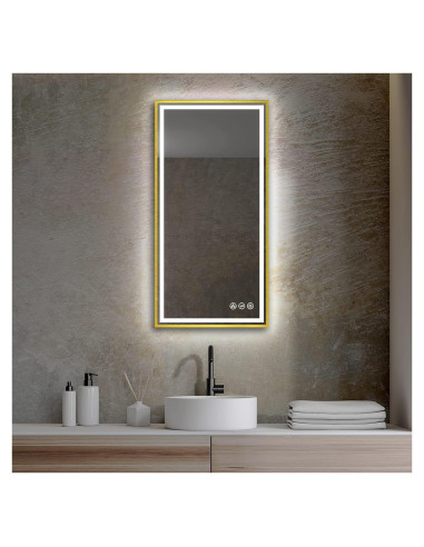 Espejo LED de Baño Blossom 91x46 cm Antivaho Dorado