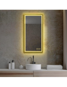 Espejo LED de Baño Blossom 91x46 cm Antivaho Dorado 2