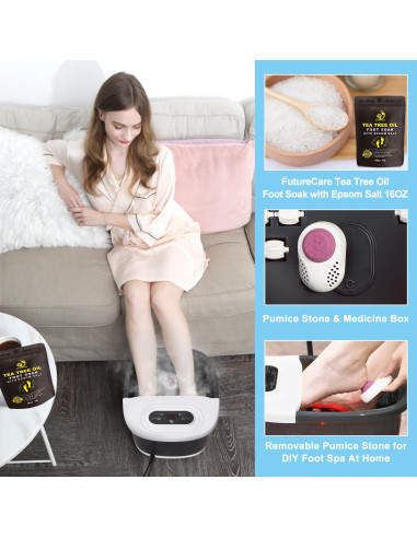 Masajeador de pies FutureCare con spa, calor y burbujas - Negro