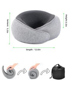 Almohada de Viaje WYCWYQDR Espuma de Memoria Gris 427g 2