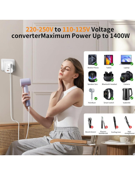 Convertidor de Voltaje 220V a 110V 20W DONGGUAN 6-en-1 Convertidor de Voltaje 220V a 110V 20W DONGGUAN 6-en-1