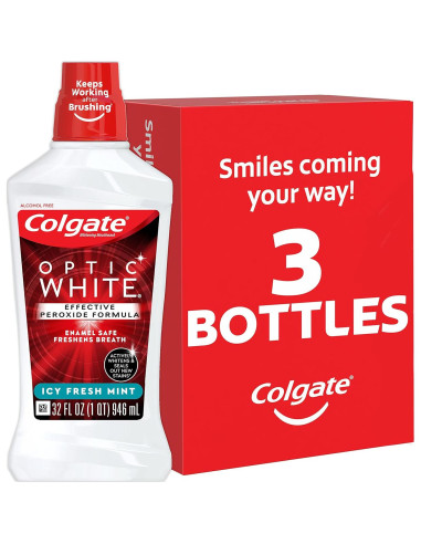 Colgate Optic White Enjuague Bucal 946 ml + Pasta de Dientes 85 g